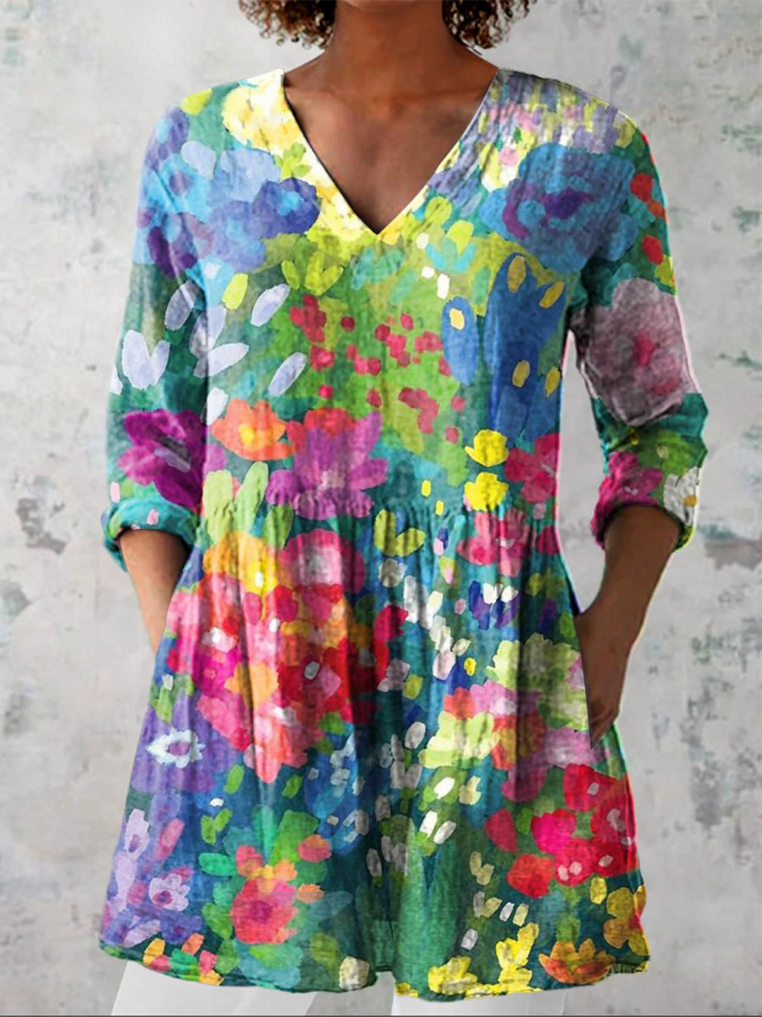 Women's Extended V-Neck Long Sleeve Tee - Everyday Essential