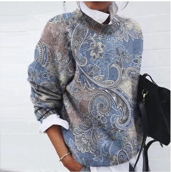 Women's Printed Blouse-Cuff Sweater - Effortless Everyday Style