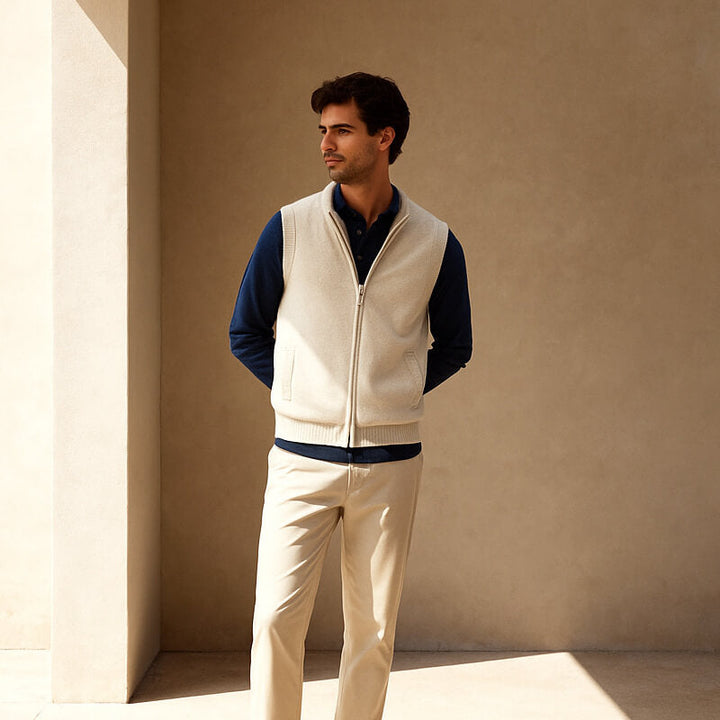 Men's Cashmere Gilet – Lightweight Zip Body Warmer Vest