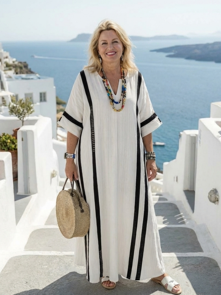 Women's Color Block Striped Maxi Dress - Effortless Warm Weather Style