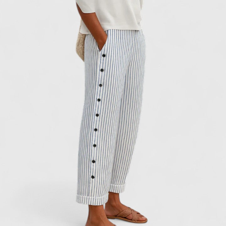 Women's Striped Sophisticated Trousers - Chic Coastal Style