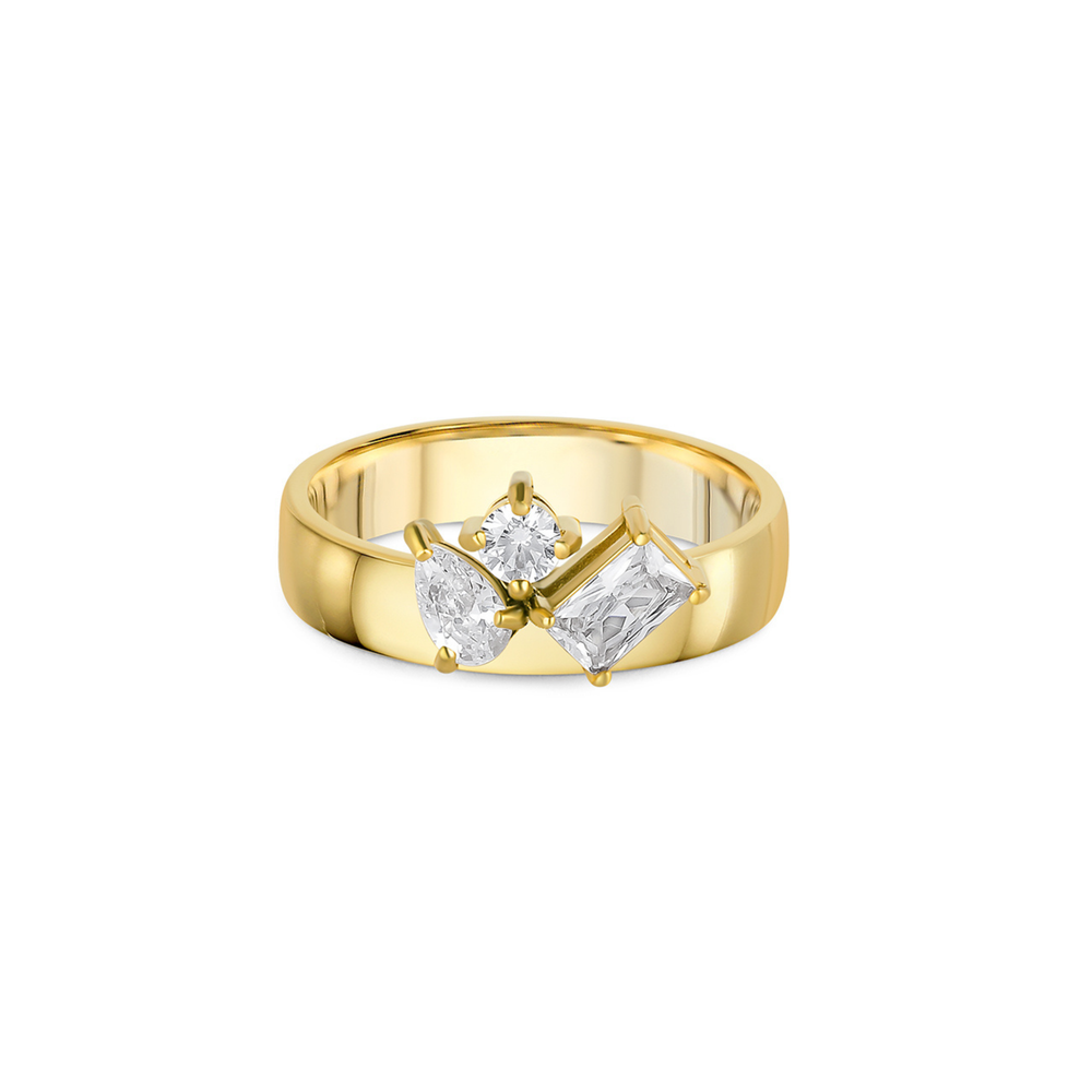 Women's Aurelie Gold Stacking Ring – Stainless Steel with Zirconia