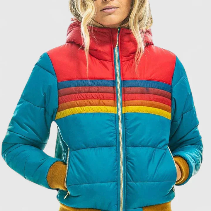 Women's Quilted Retro Puffer Jacket - Cozy Winter Style
