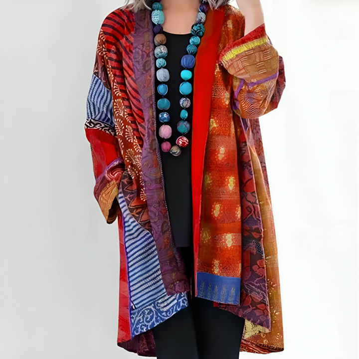 Women's Bohemian Patchwork Kimono Cardigan - Artistic Layering