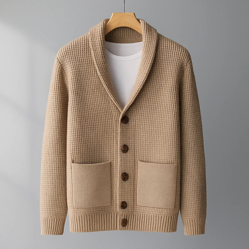 Men's Cashmere Cardigan – Shawl Collar Knit Button Jumper
