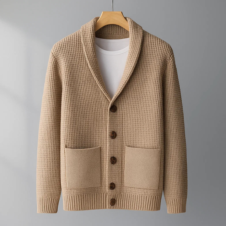 Men's Cashmere Cardigan – Shawl Collar Knit Button Jumper