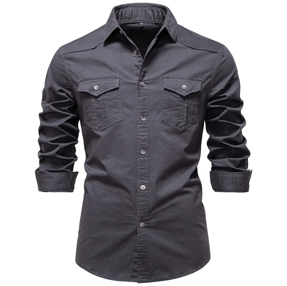 Men's Cotton Utility Overshirt – Heavyweight Workwear Shirt