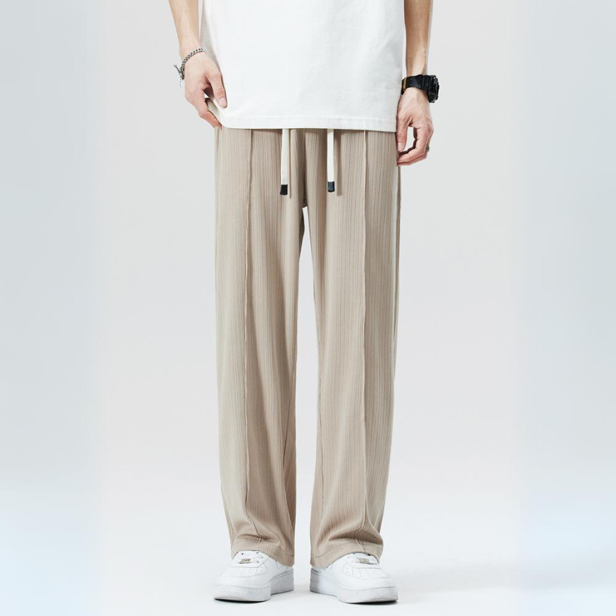 Men's Pleated Tailored Trousers – Elastic Waist Smart Casual