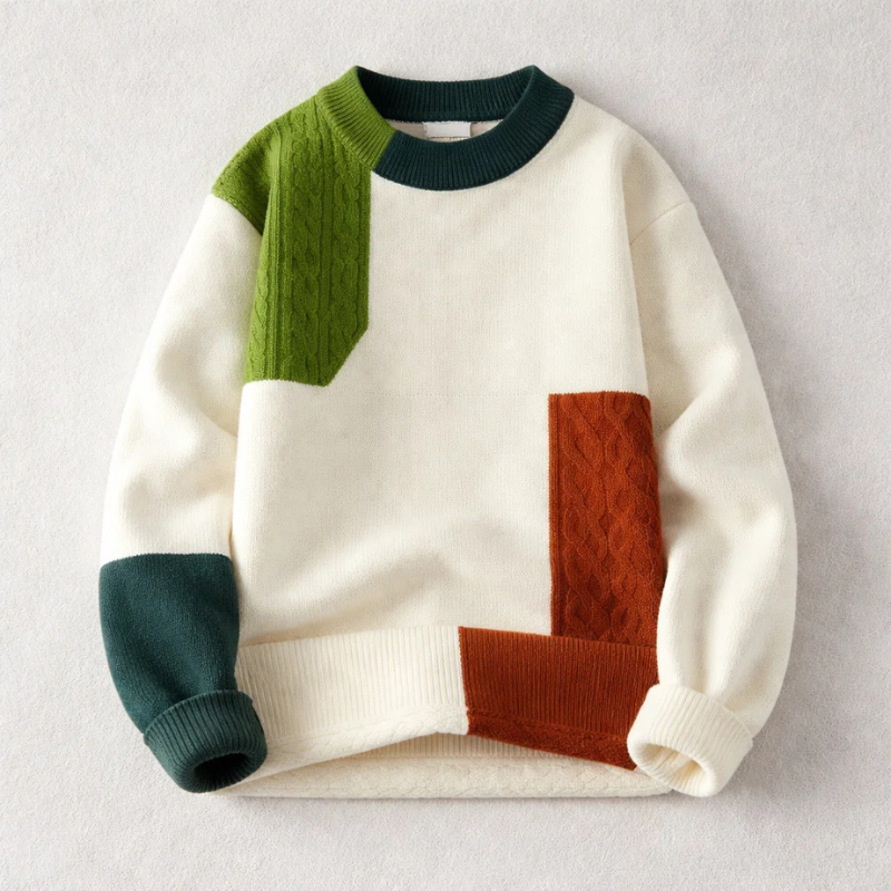 Men's Cotton Colourblock Knit Jumper – Crew Neck Sweater