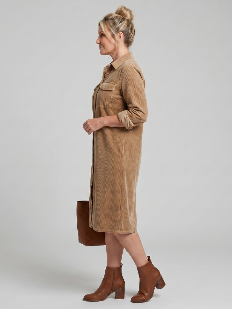 Women's Pema Midi Dress - Long Sleeve with Patch Pockets
