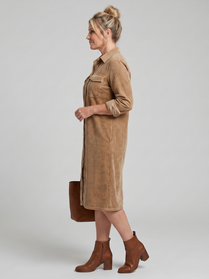 Women's Pema Midi Dress - Long Sleeve with Patch Pockets