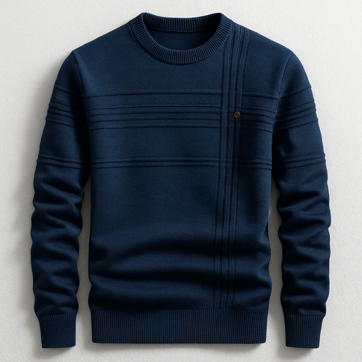 Men's Cotton Crew Neck Jumper – Ribbed Midweight Knit Sweater