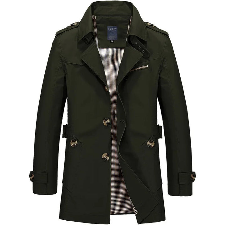 Men's Cotton Trench Coat – Single-Breasted Classic Mac