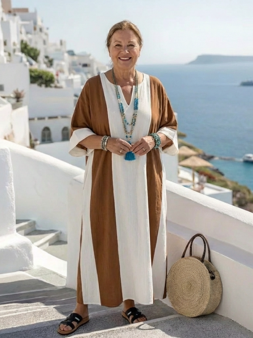 Women's Color Block Relaxed Maxi Dress - Effortless Warm Weather Style
