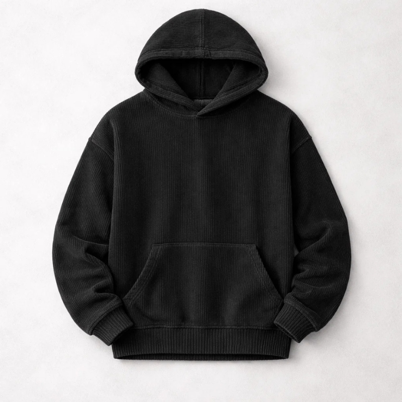 Men's Corduroy Hoodie – Relaxed Fit Hooded Sweatshirt