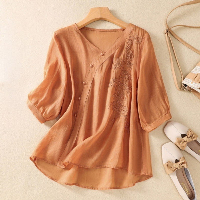 Women's Stella Asymmetrical Button Tunic - Modern Everyday Style