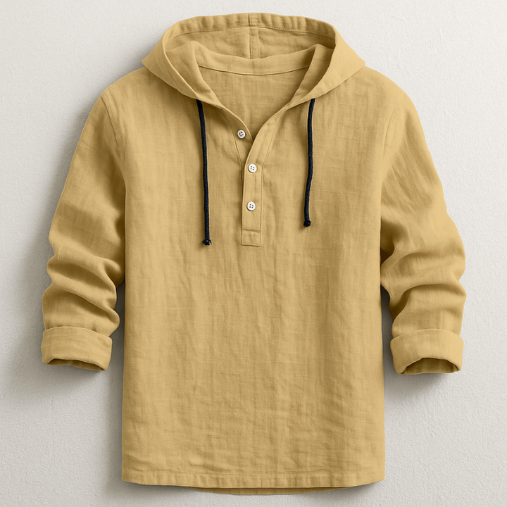 Men's Cotton-Linen Hooded Shirt – Relaxed Warm-Weather Overshirt