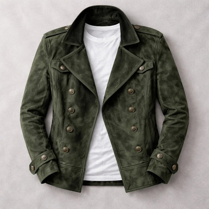 Men's Suede Peacoat – Double-Breasted Tailored Winter Coat