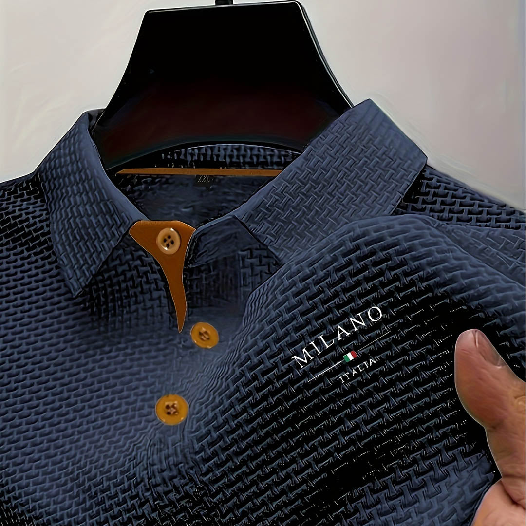 Men's Textured Knit Polo Shirt – Smart Casual Staple