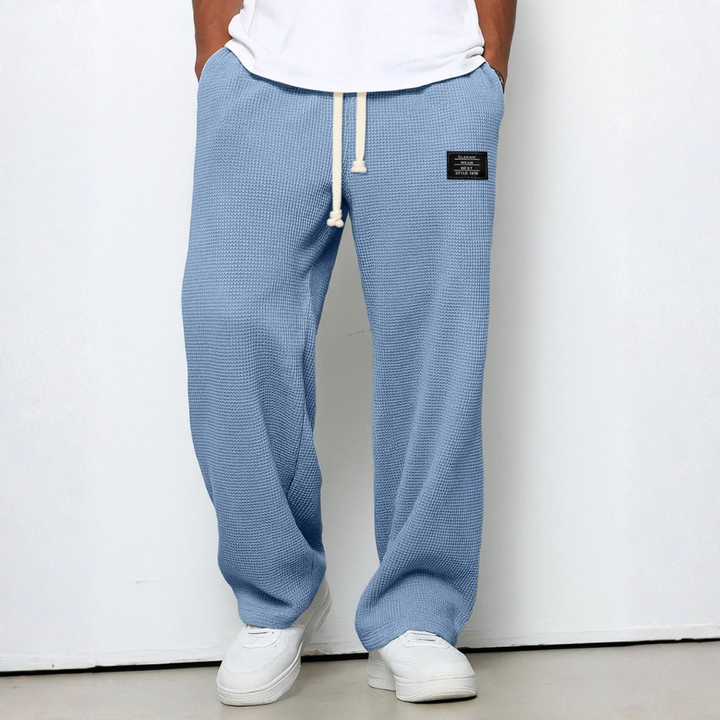 Men's Waffle-Knit Cotton Trousers - Relaxed Casual Joggers