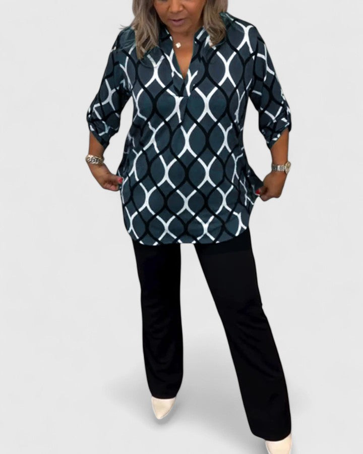 Women's Geometric Print Blouse - Effortless Style for Any Occasion