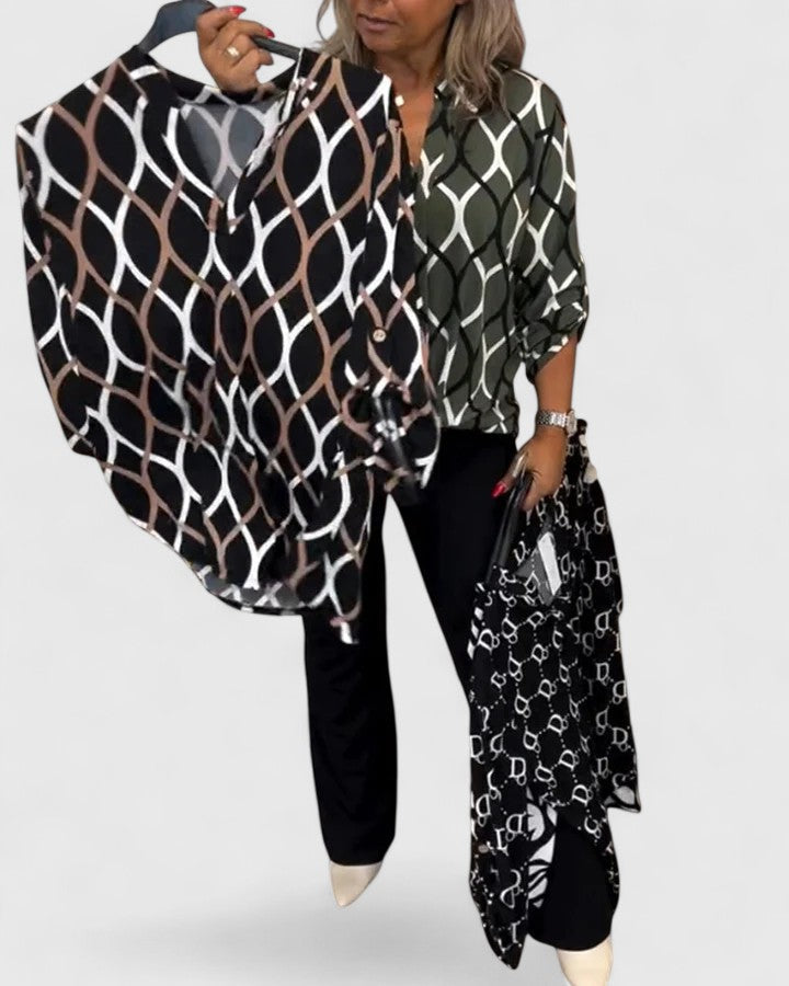 Women's Geometric Print Blouse - Effortless Style for Any Occasion