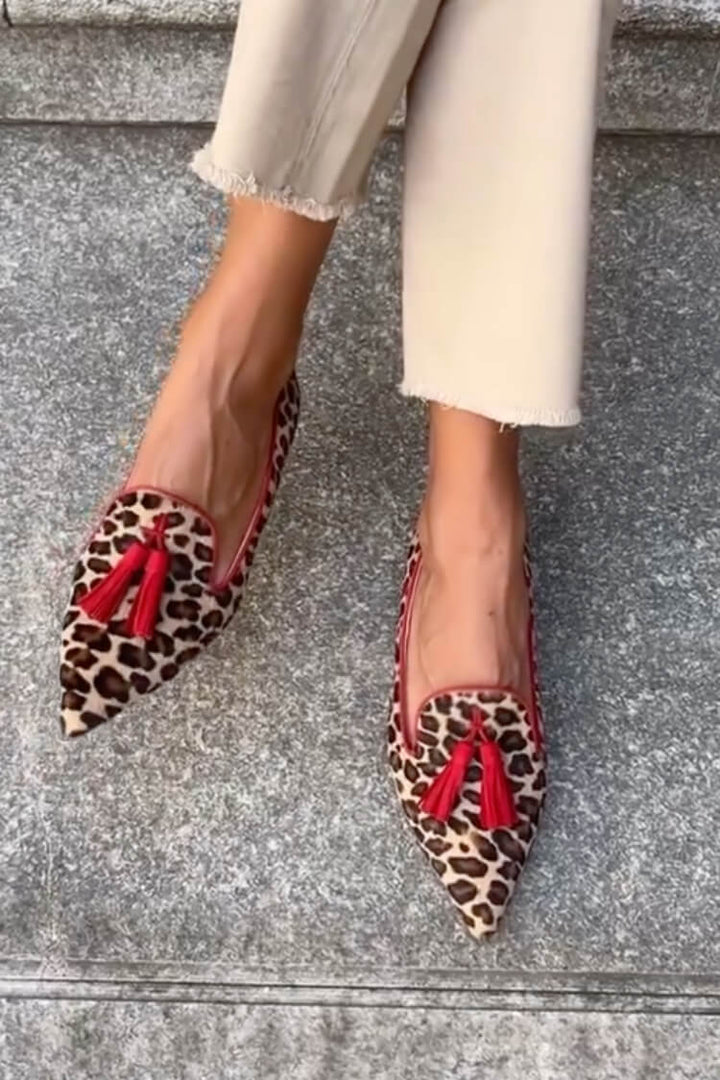 Women's Pointed Loafer with Red Tassels - Striking & Versatile