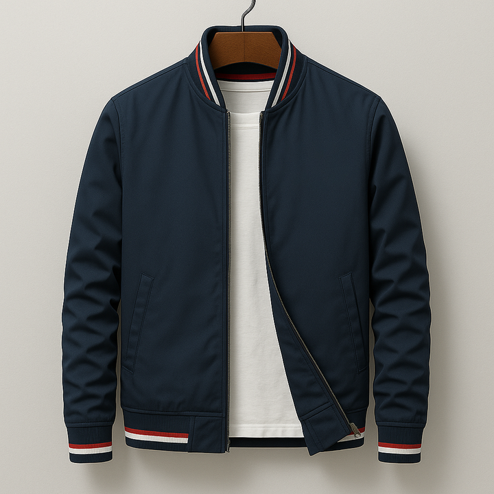 Women's Striped Cotton-Linen Bomber Jacket - Everyday Varsity Style