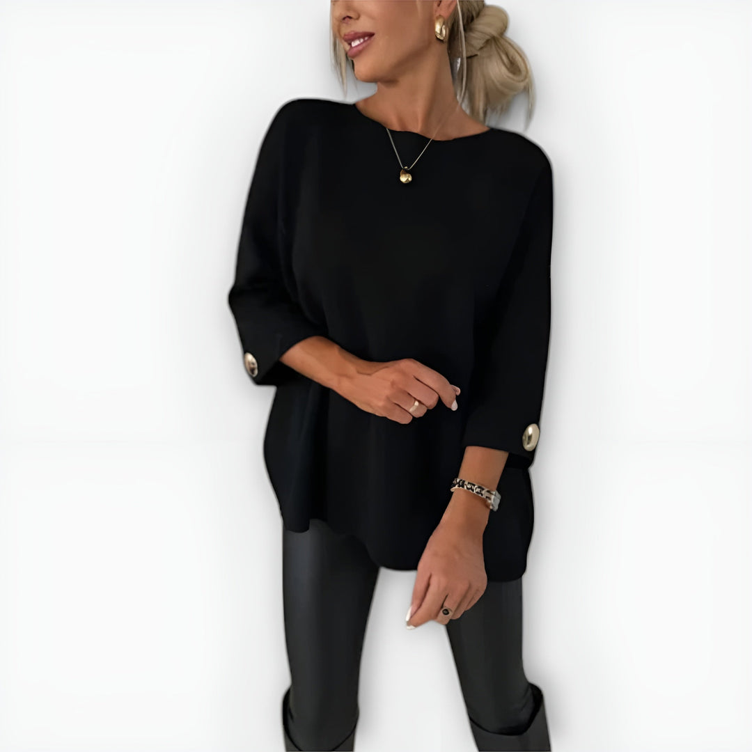 Women's Oversized Button-Cuff Sweater - Everyday Elegance