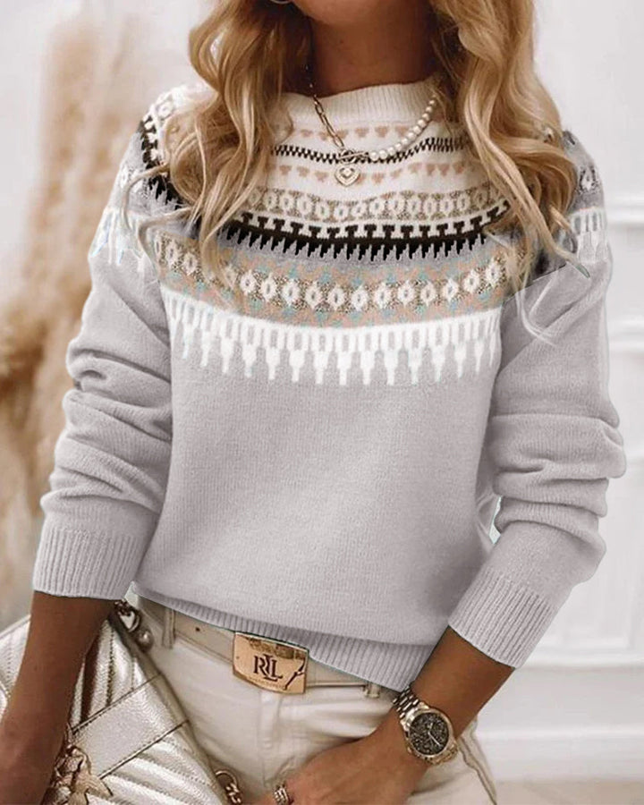 Women's Nordic Knitted Sweater - Cozy Winter Essential