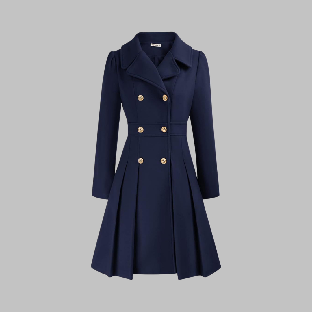 Women's Double Button Long Sleeve Coat - Elegant & Timeless