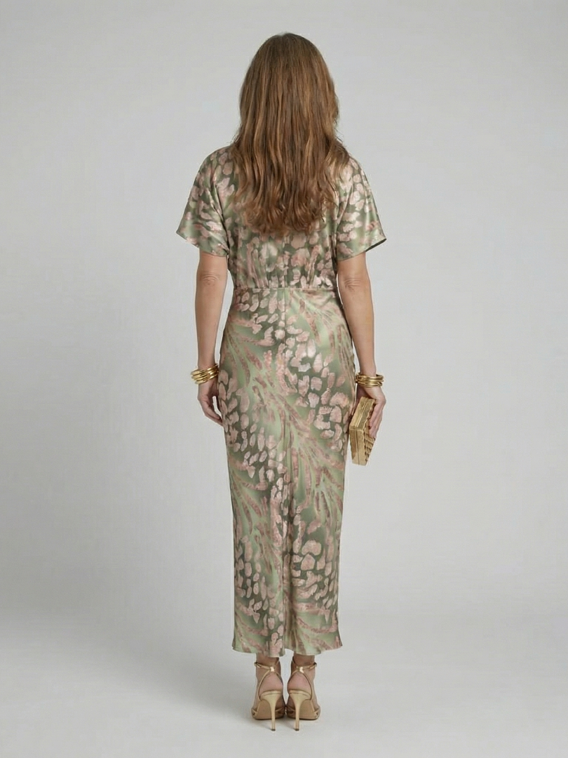 Women's Abstract Print Midi Dress - Effortless Day-to-Night Style