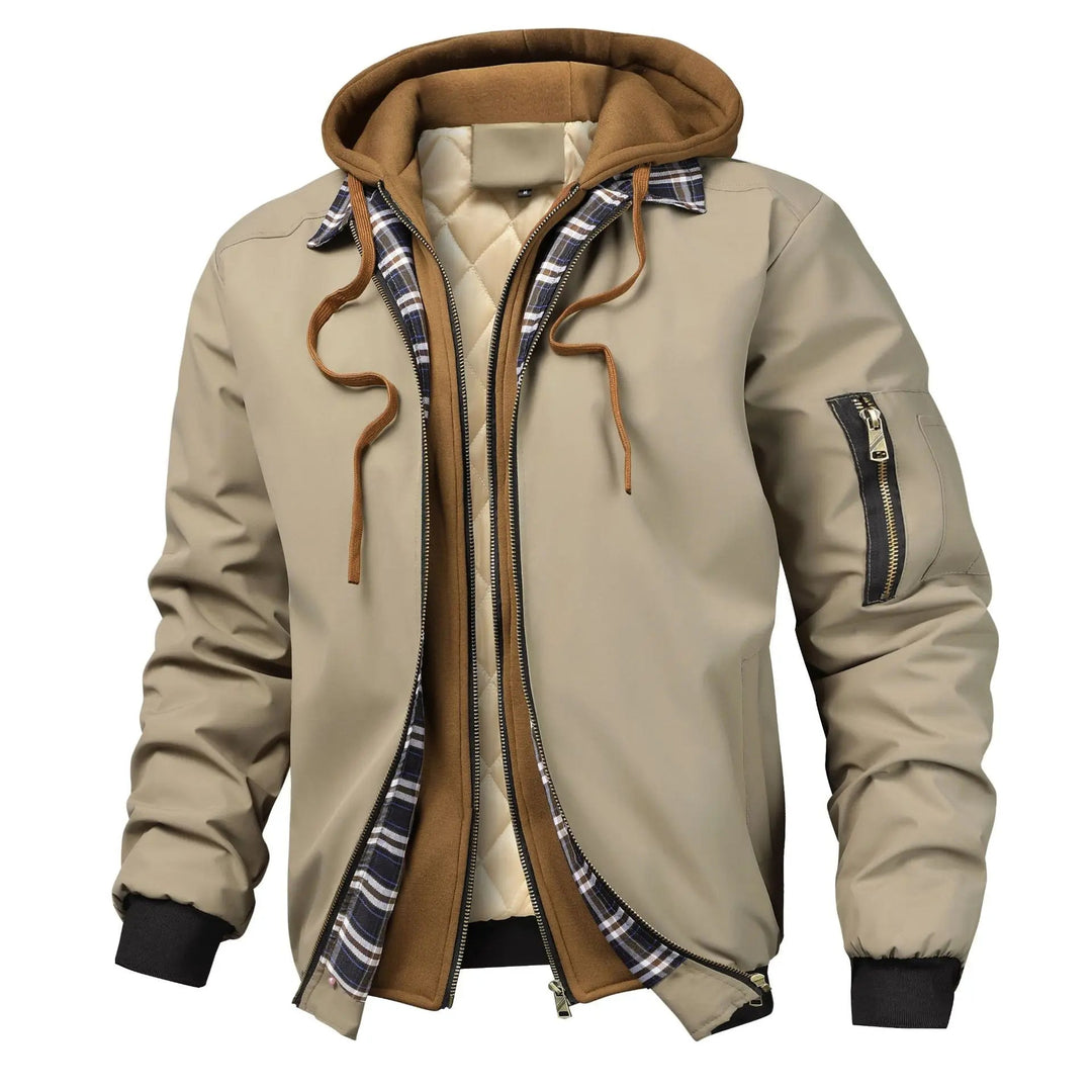 Men's Quilted Cotton Bomber Hooded Jacket – Insulated Layering