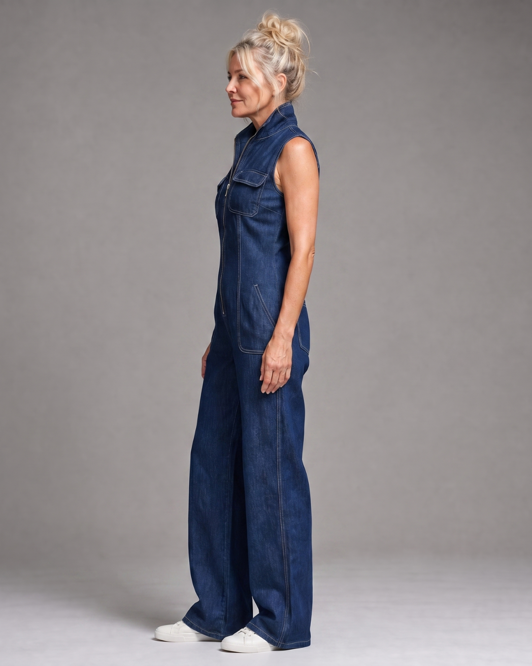 Women's Denim Wide Leg Jumpsuit - Effortless Everyday Style