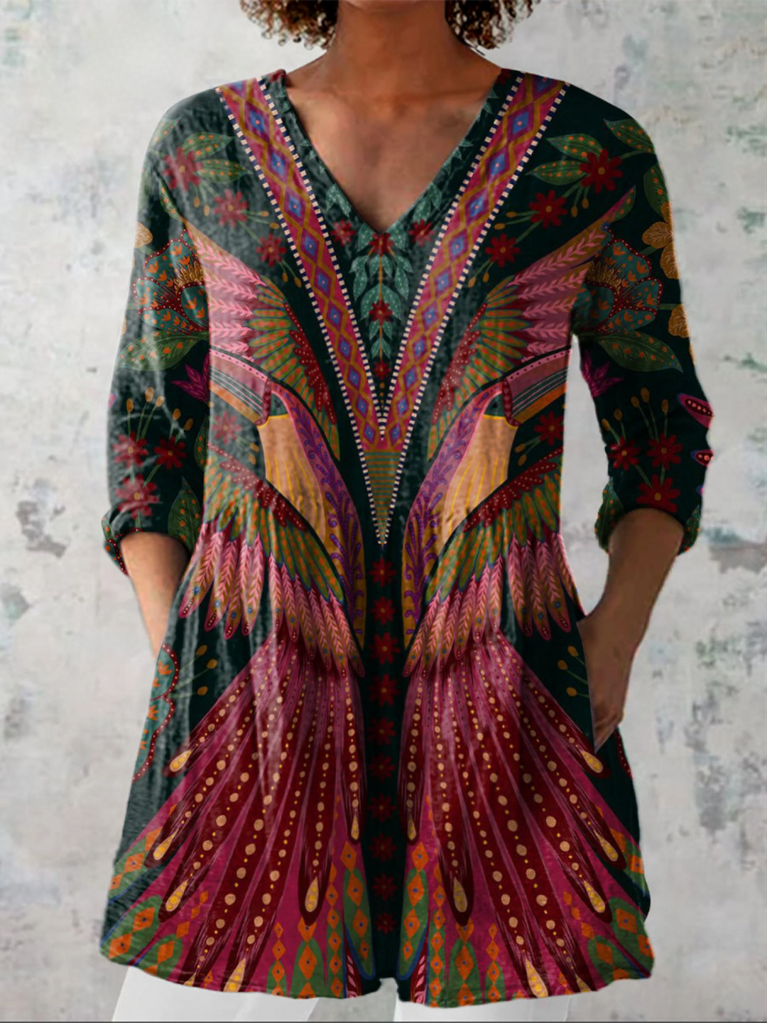 Women's V-Neck Longline Shirt - Elegant Everyday Style