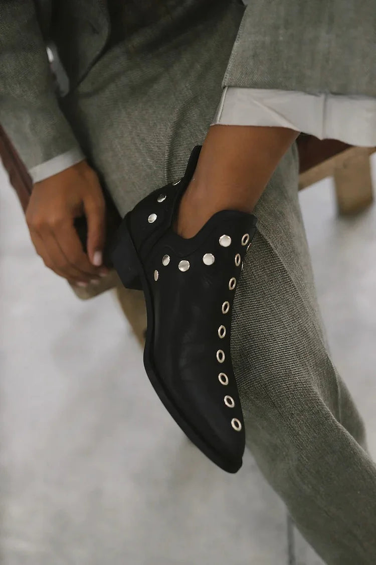 Women's Pointed Studded Ankle Boot - Versatile Day to Night