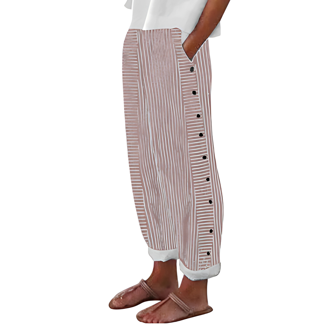 Women's Striped Summer Trousers - Breezy & Flattering Fit