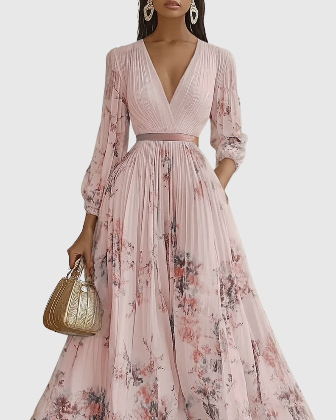 Women's Elegant Pleated Maxi Dress - Graceful & Feminine