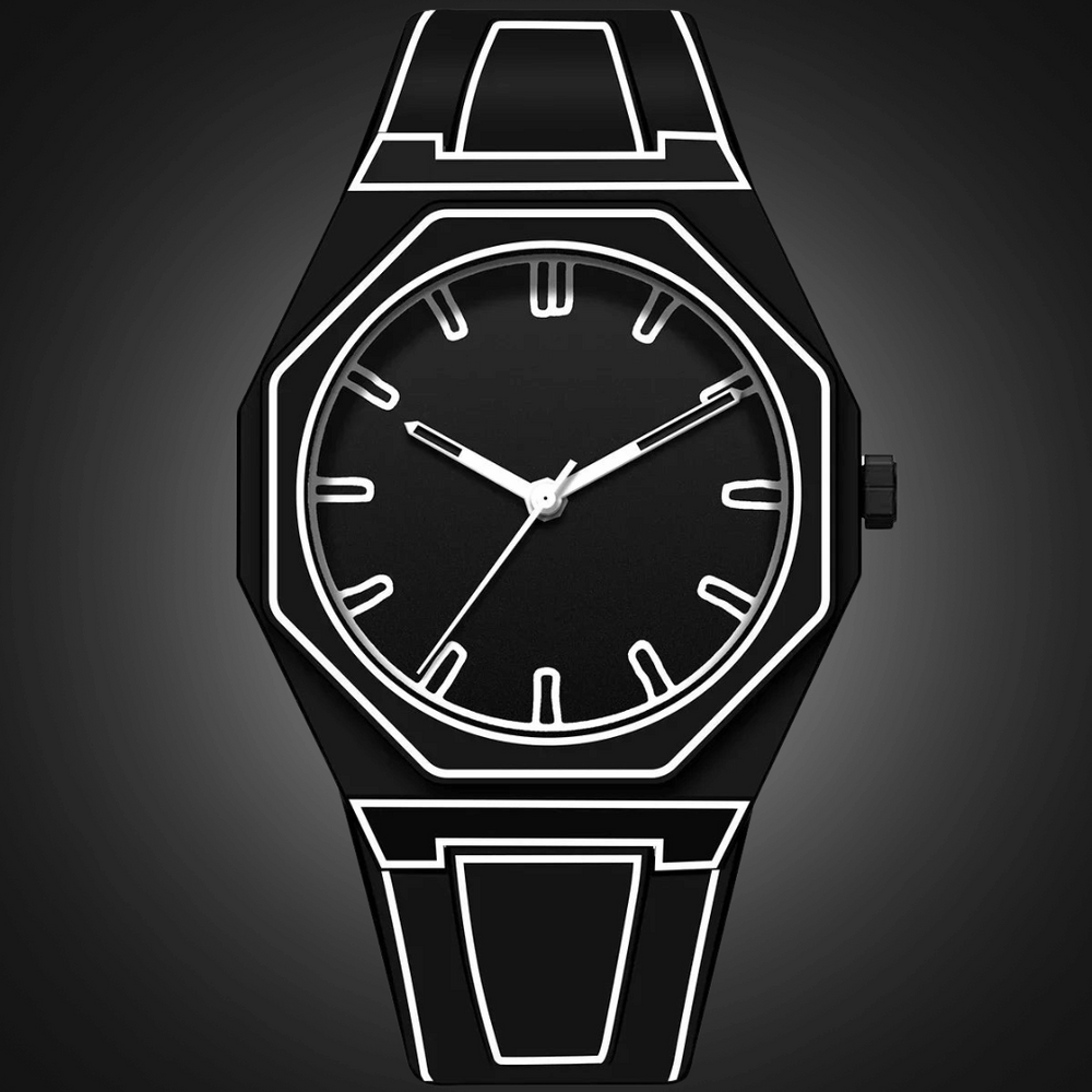 Unisex 3D Outline Watch with Silicone Strap – Water Resistant
