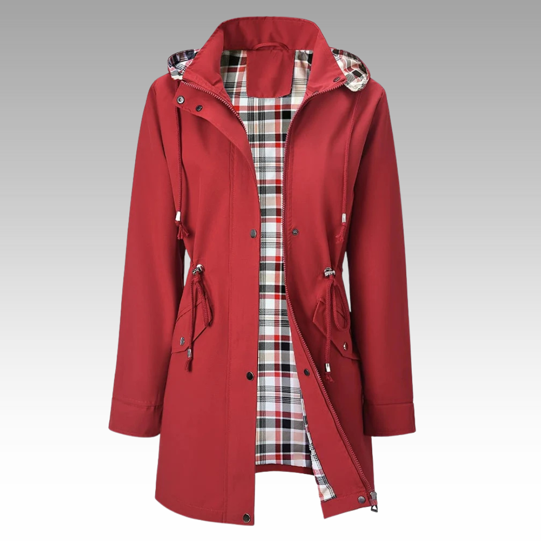Women's Rain-Ready Hooded Coat - Adjustable Waist & Hood