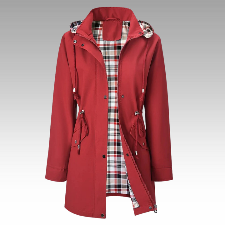 Women's Rain-Ready Hooded Coat - Adjustable Waist & Hood
