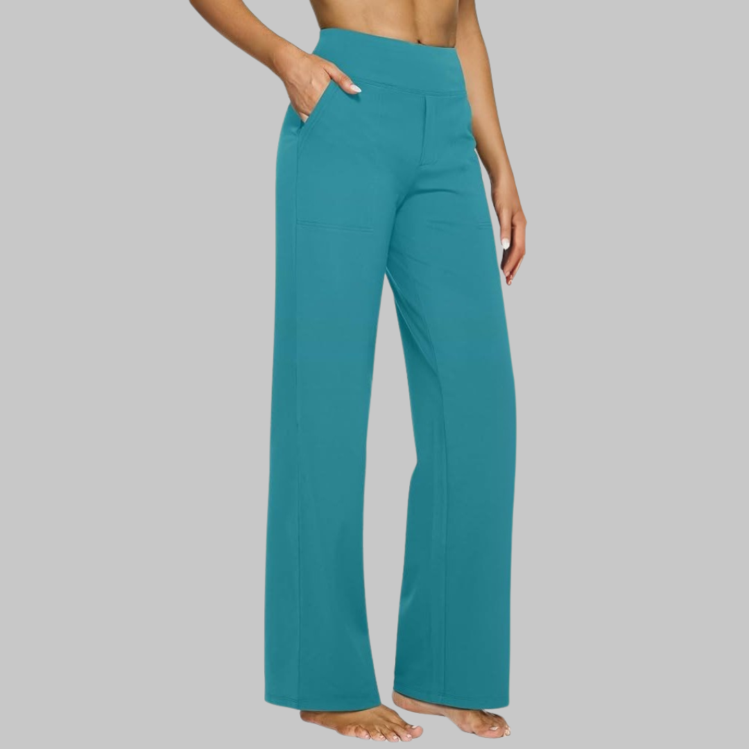 Women's Wide Leg Comfort Trousers - Flattering High Waist
