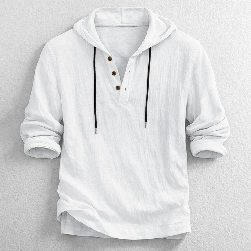 Men's Linen Hooded Henley – Breathable Relaxed Summer Shirt
