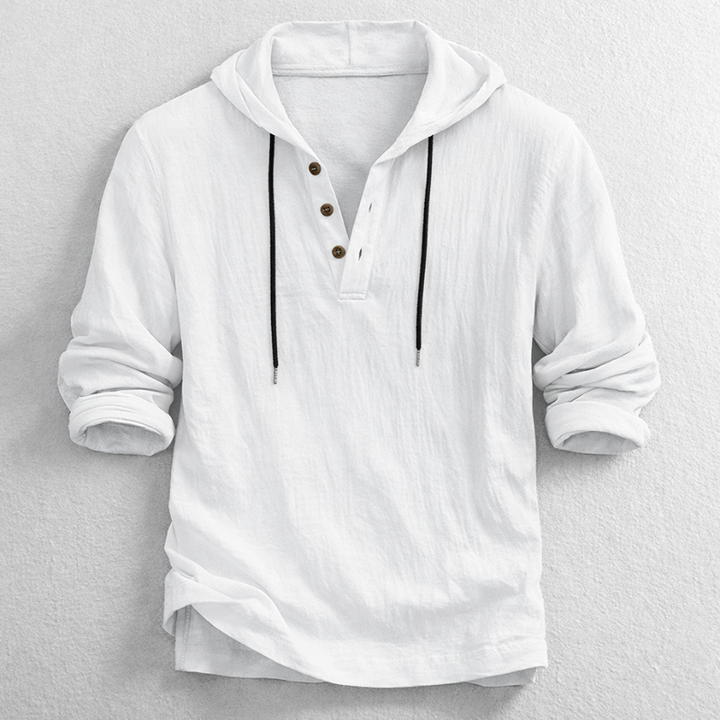 Men's Linen Hooded Henley – Breathable Relaxed Summer Shirt