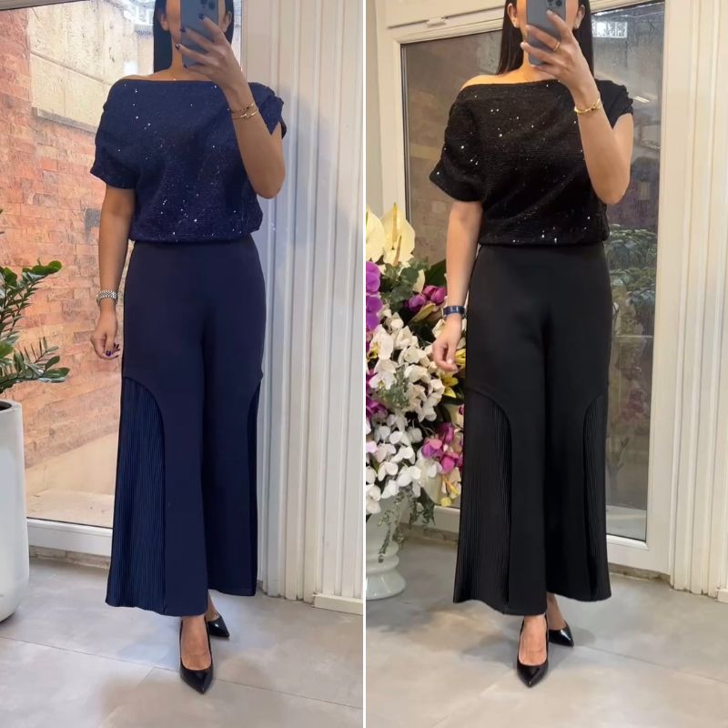 Women's Sequined Two-Piece Set - Elegant Evening Outfit