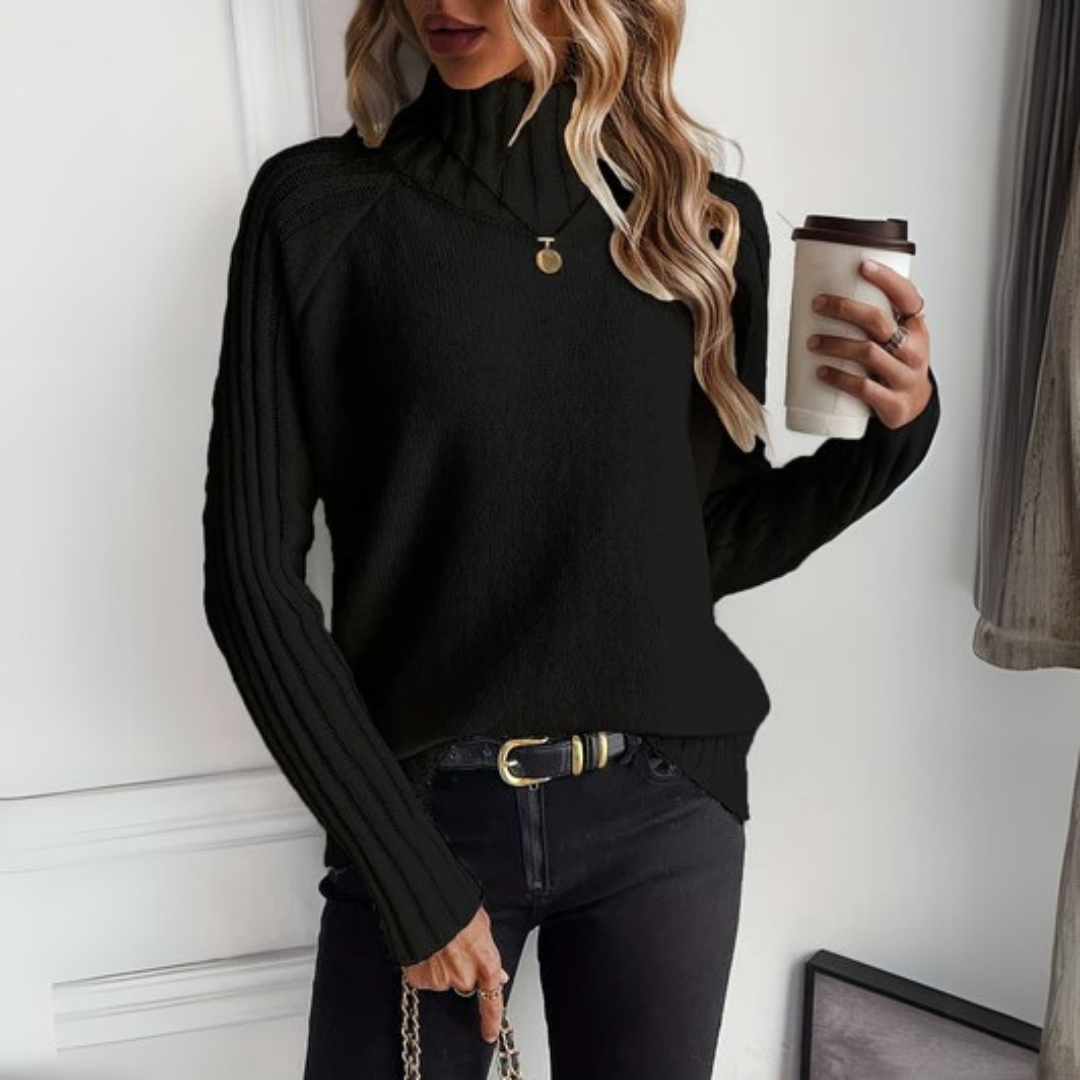 Women's Ribbed Turtleneck Knit Sweater - Cozy Winter Essential