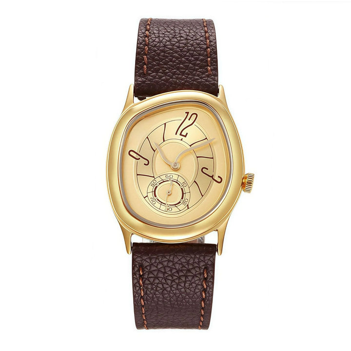 Men's Automatic Watch – Art Deco Spiral Dial Leather Strap
