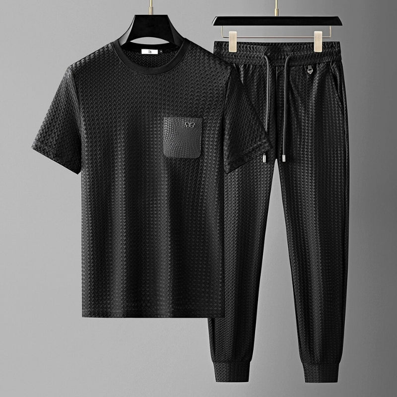 Men's Jacquard Lounge Set – Textured Knit Co-ord for Easy Days
