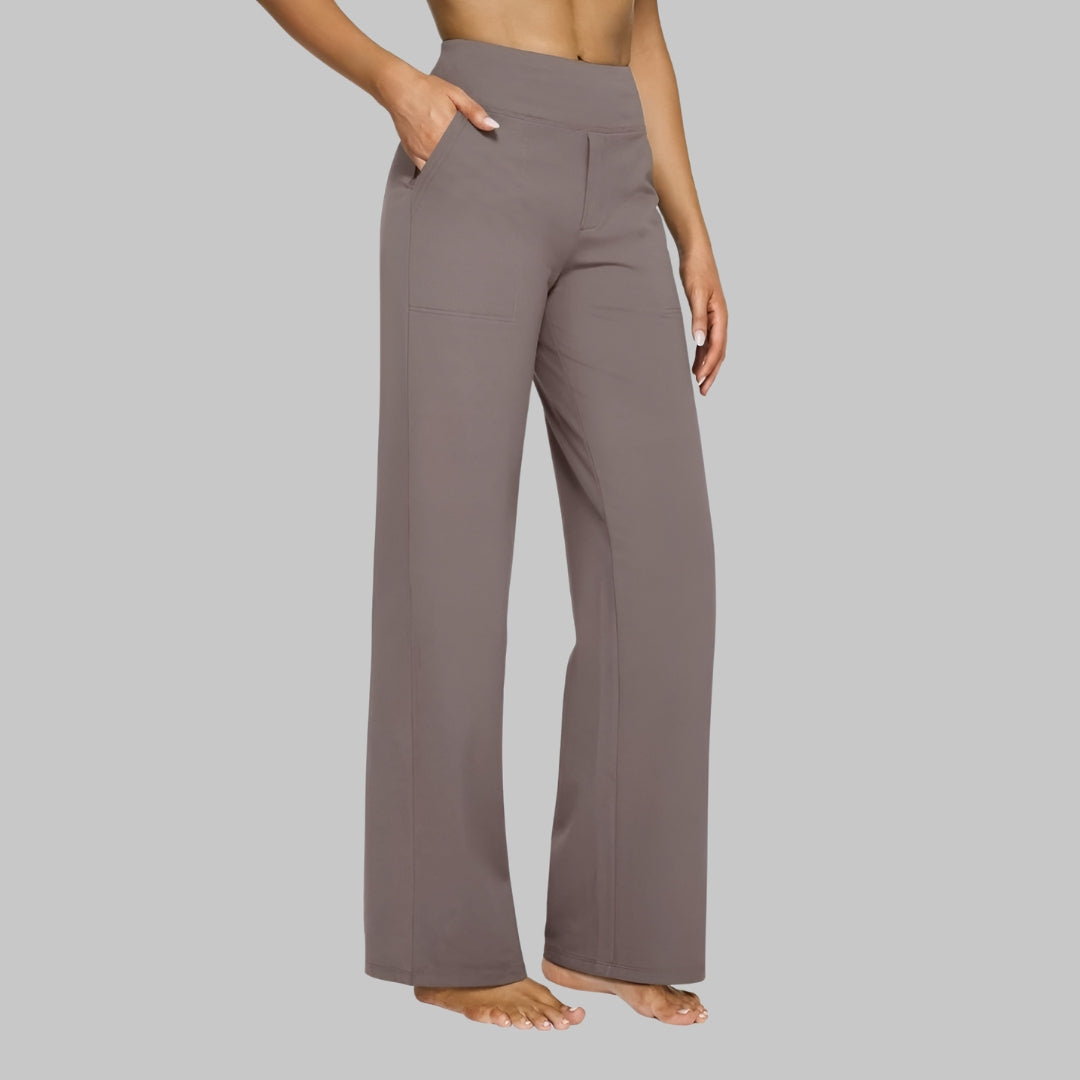 Women's Wide Leg Comfort Trousers - Flattering High Waist