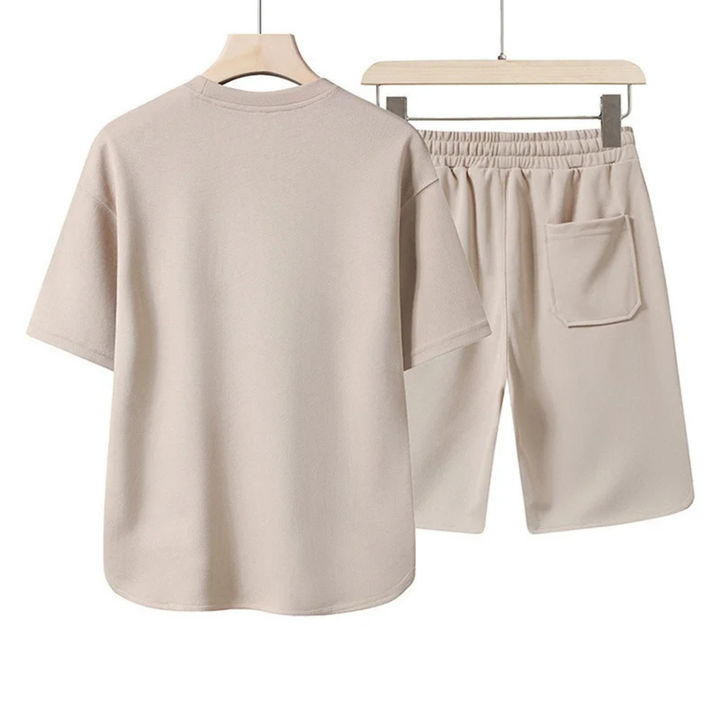 Men's Cotton-Blend Lounge Set – Drop-Shoulder Tee & Shorts Co-ord